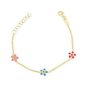 14K Solid Gold Enamel Starfish Beach Charm Baby Bracelet Adjust 5"